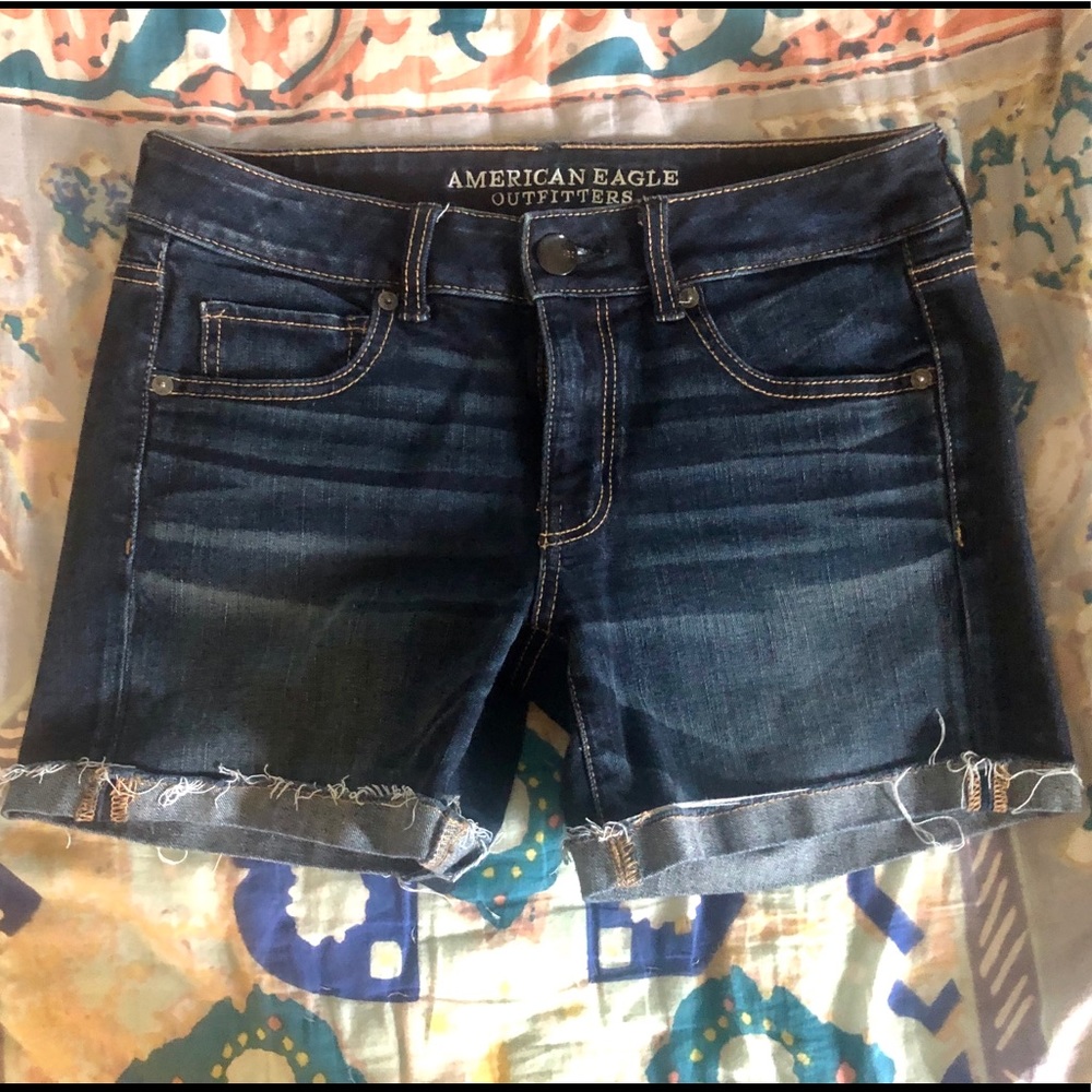 American eagle dark wash jean shorts